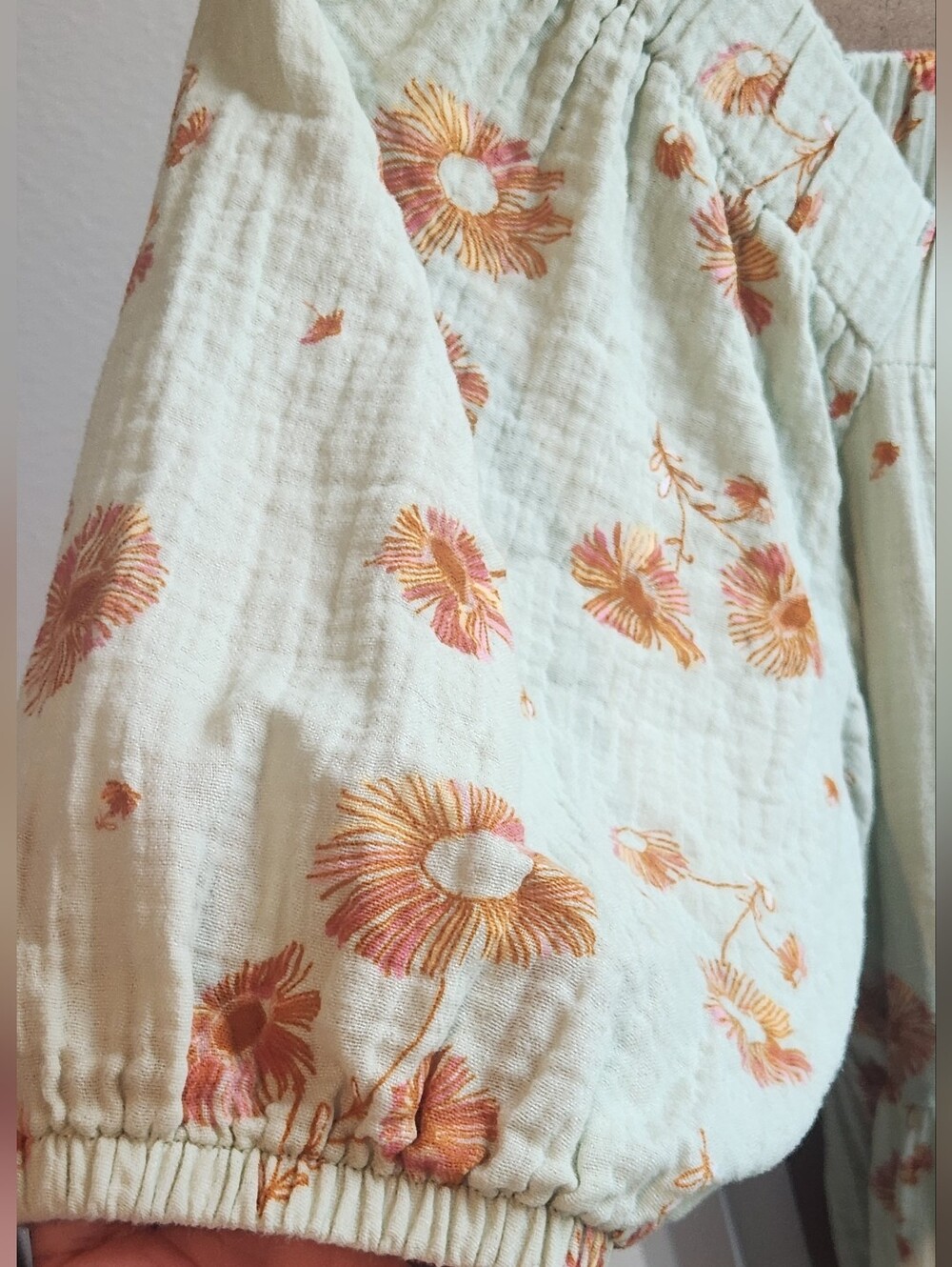 Wonderly Babydoll Mini Dress Floral Cottagecore Puff Sleeve Sage Green M - Picture 6 of 12